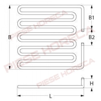 Rezistenta grill, putere 850W, alimentare 230V, Lungime 254mm, Latime 202mm, Inaltime 25mm, teaca pentru senzorul termostatului dispusa central. Pentru grill FABA.